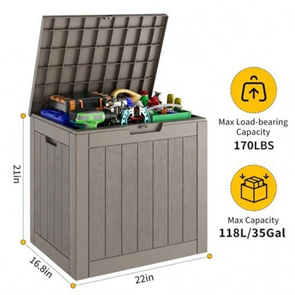 35 Gallon Outdoor Storage Box, - Gardening Tools And Uses review and price