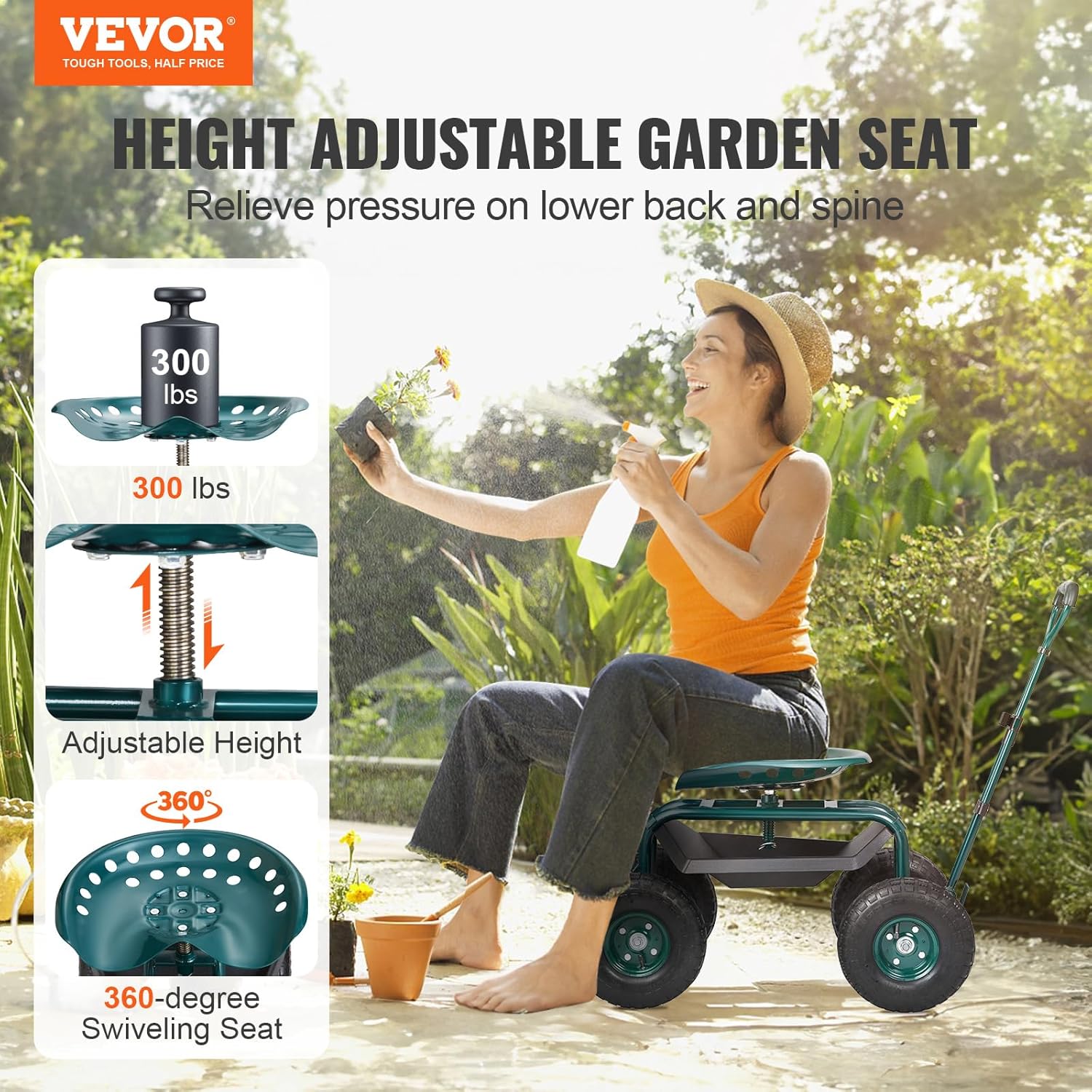 Garden Cart Rolling Workseat w - Gardening Tools And Uses review and price